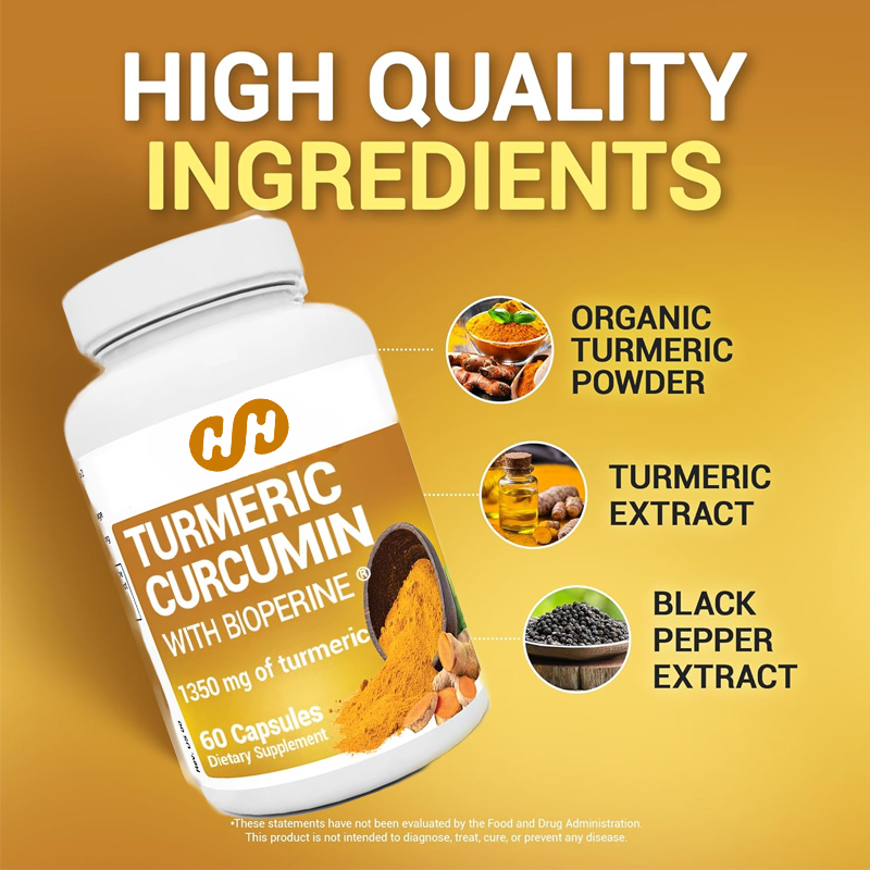 Turmeric Curcumin Capsule - 흑후추(바이오퍼린) 함유 강황 보충제 -1350mg 커큐민