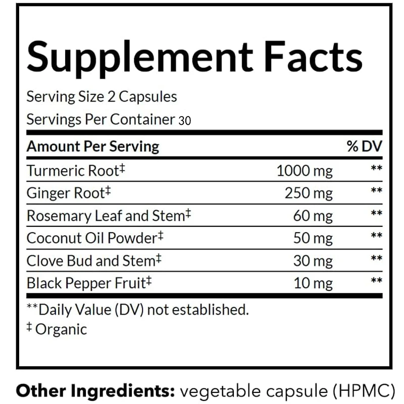 유기농 흑후추, 강황, 커큐민 - 1000mg (60캡 - Turmeric Curcumin Capsule 리뷰 및 가격