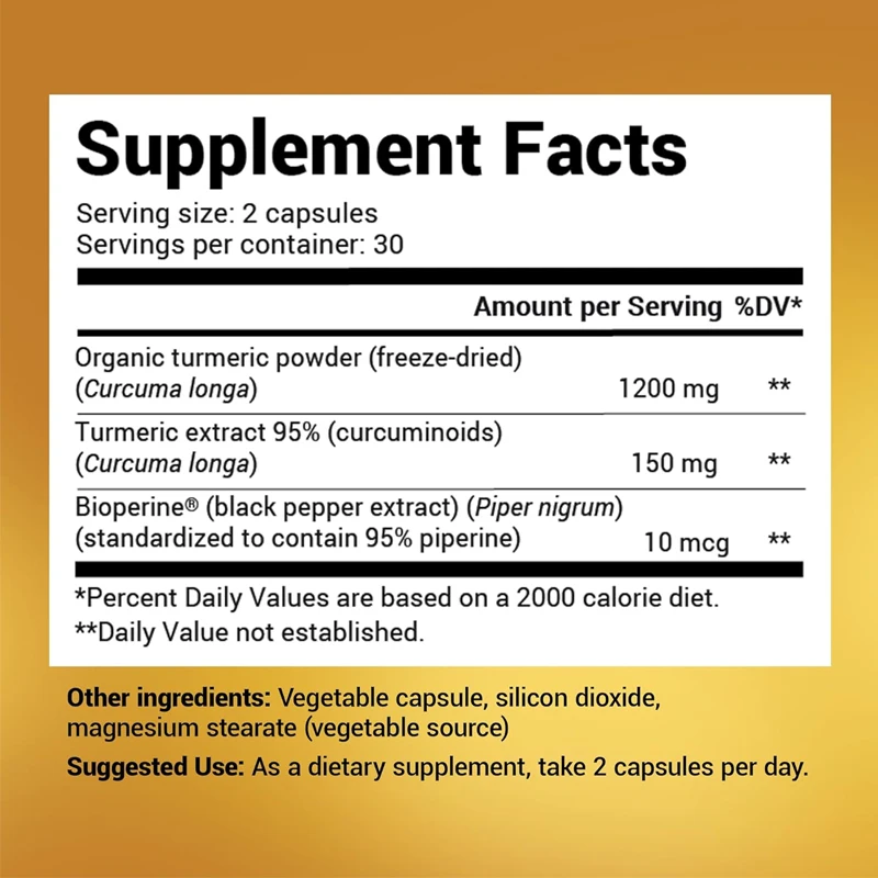 흑후추(바이오퍼린) 함유 강황 보충제 -1350mg 커 - Turmeric Curcumin Capsule 리뷰 및 가격